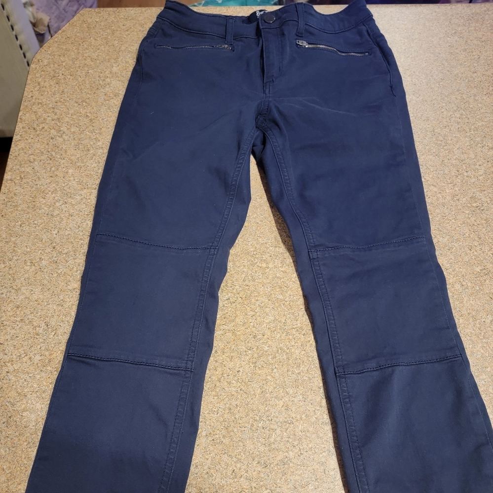 BODEN The Brighton Biker Skinny Moto Zip High Rise Blue and Olive Green Pant 2 p
